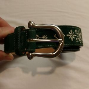 Gap Girls Leather Belt, Hunter Green, Size Medium